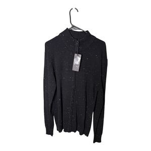 Silver Jeans Co. Black Speckled Full Zip Mock Neck Sweater Large NWT